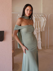 Vestido Aura Longo em Tule Drapeado Multiformas