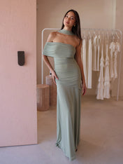 Vestido Aura Longo em Tule Drapeado Multiformas