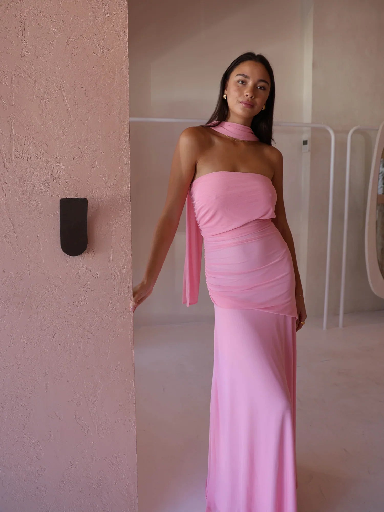 Vestido Aura Longo em Tule Drapeado Multiformas