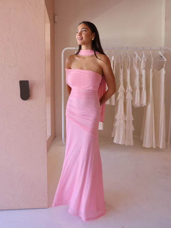 Vestido Aura Longo em Tule Drapeado Multiformas