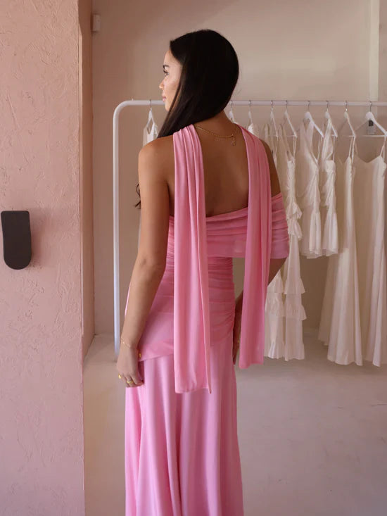 Vestido Aura Longo em Tule Drapeado Multiformas