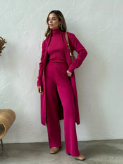 Trijunto Lolla 3 Peças em Viscose com Cardigan e Pantalona