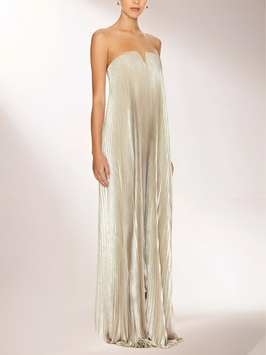 Vestido Longo Plissado Tomara que Caia Éris