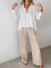 Conjunto Bianca com Camisa Clássica e Calça Geométrica