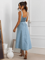 Vestido Jeans Midi com Botões Pilar