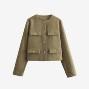 Casaco Michele Texturizado com Bolsos e Botões Dourados