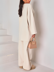 Conjunto Feminino Veludo Cotelê Oversized com Calça Wide Leg Indira