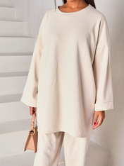 Conjunto Feminino Veludo Cotelê Oversized com Calça Wide Leg Indira