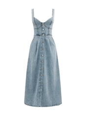 Vestido Jeans Midi com Botões Pilar