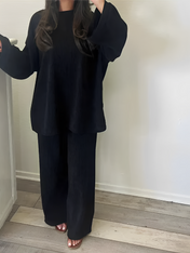 Conjunto Feminino Veludo Cotelê Oversized com Calça Wide Leg Indira