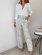 Conjunto Bianca com Camisa Clássica e Calça Geométrica