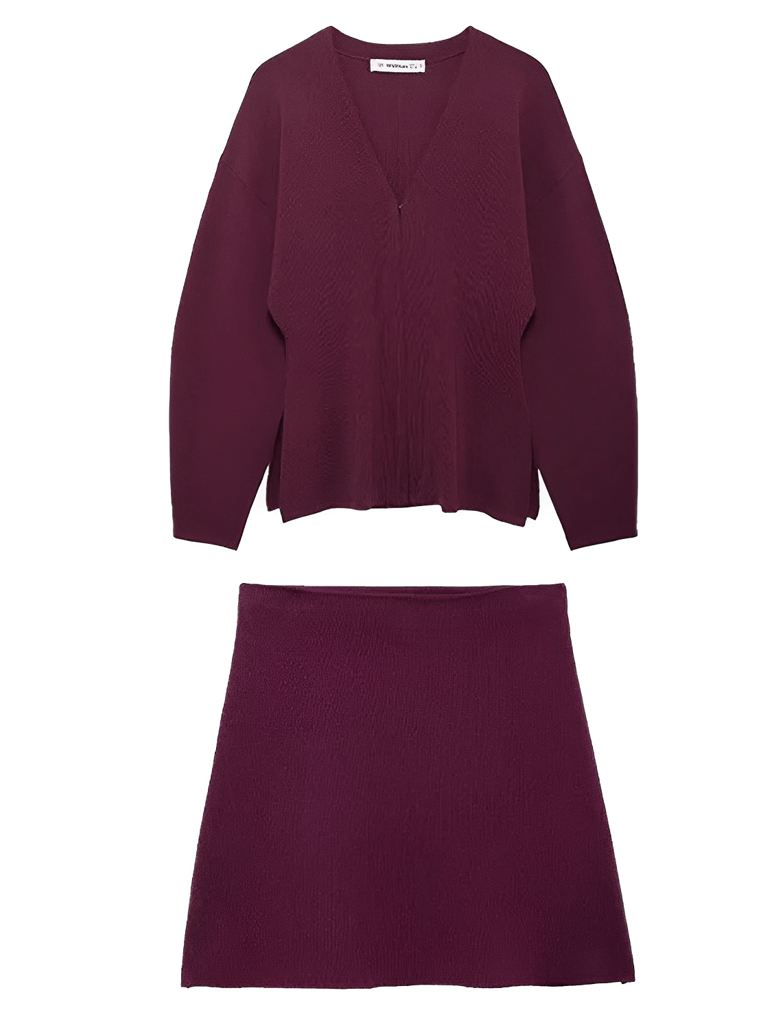 Conjunto Tricô Gola V e Saia Curta Viviene