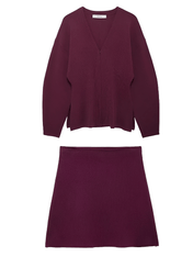 Conjunto Tricô Gola V e Saia Curta Viviene