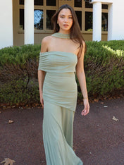 Vestido Aura Longo em Tule Drapeado Multiformas