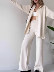 Conjunto Camila em Tricô Canelado com Camisa Alongada