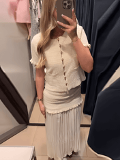 Conjunto Tweed Feminino Saia Longa Plissada Suiany