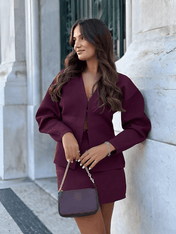 Conjunto Tricô Gola V e Saia Curta Viviene