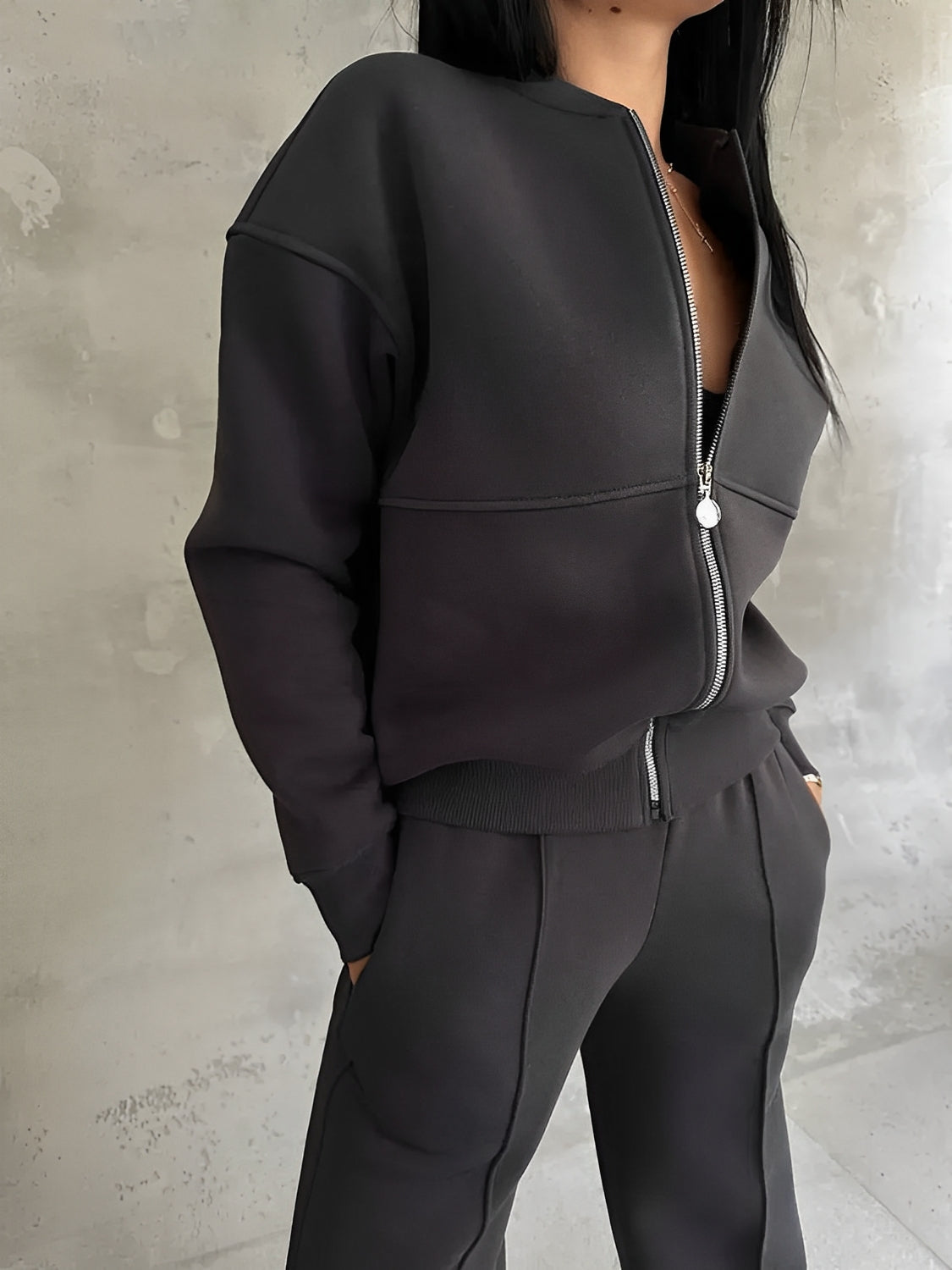 Conjunto Bruna Estilo Aerolook com Jaqueta e Calça Reta