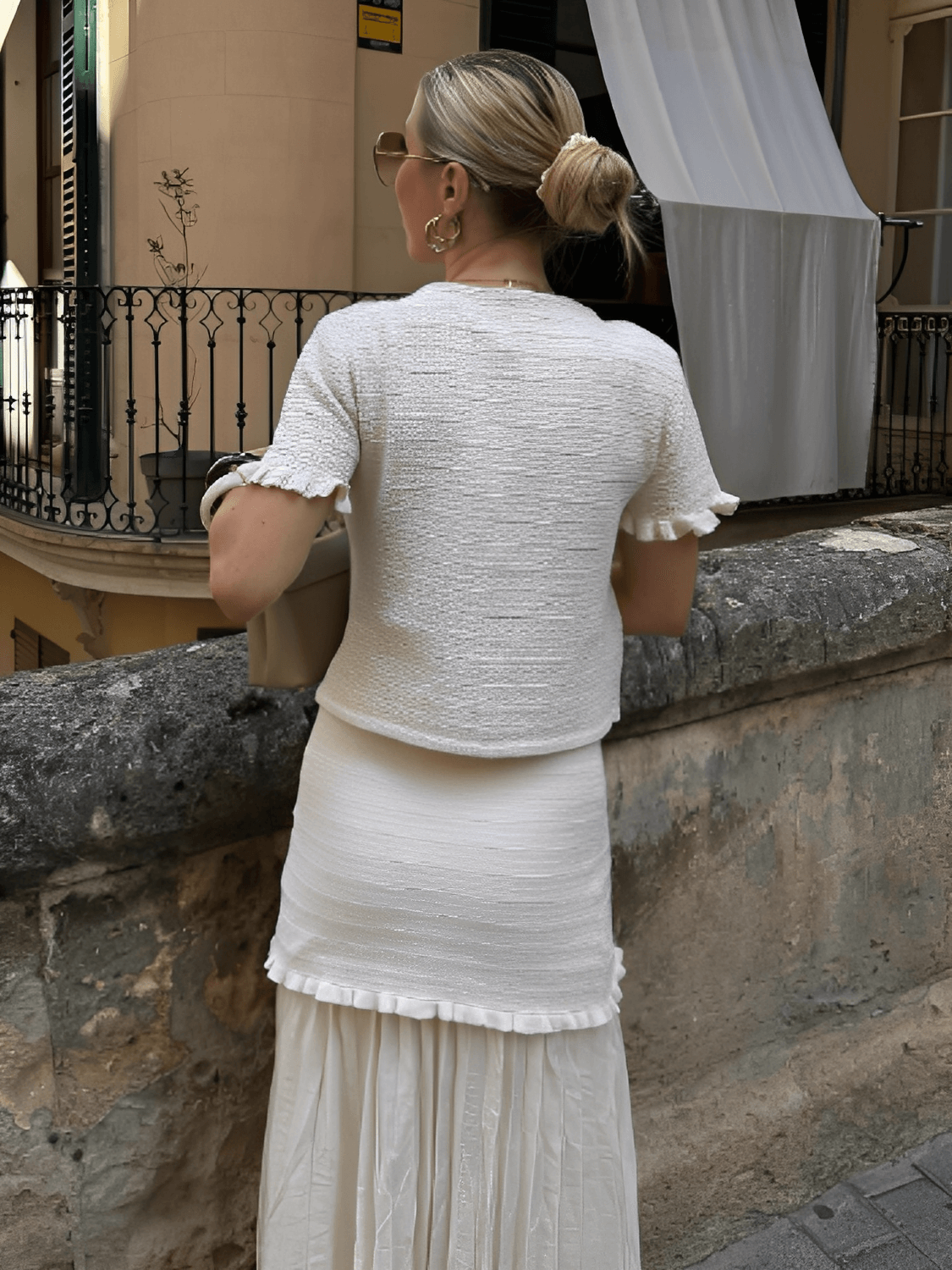 Conjunto Tweed Feminino Saia Longa Plissada Suiany