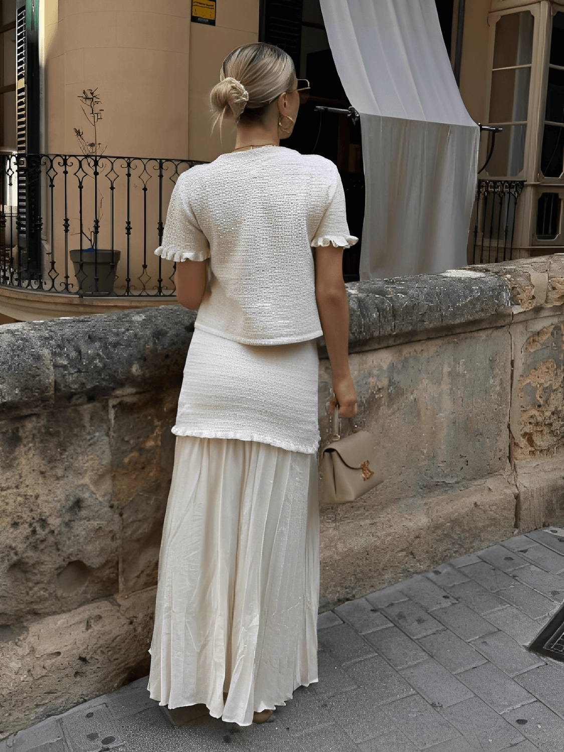 Conjunto Tweed Feminino Saia Longa Plissada Suiany