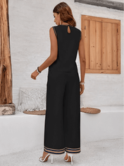 Conjunto Melody Alfaiataria com Regata Listrada e Calça Wide Leg