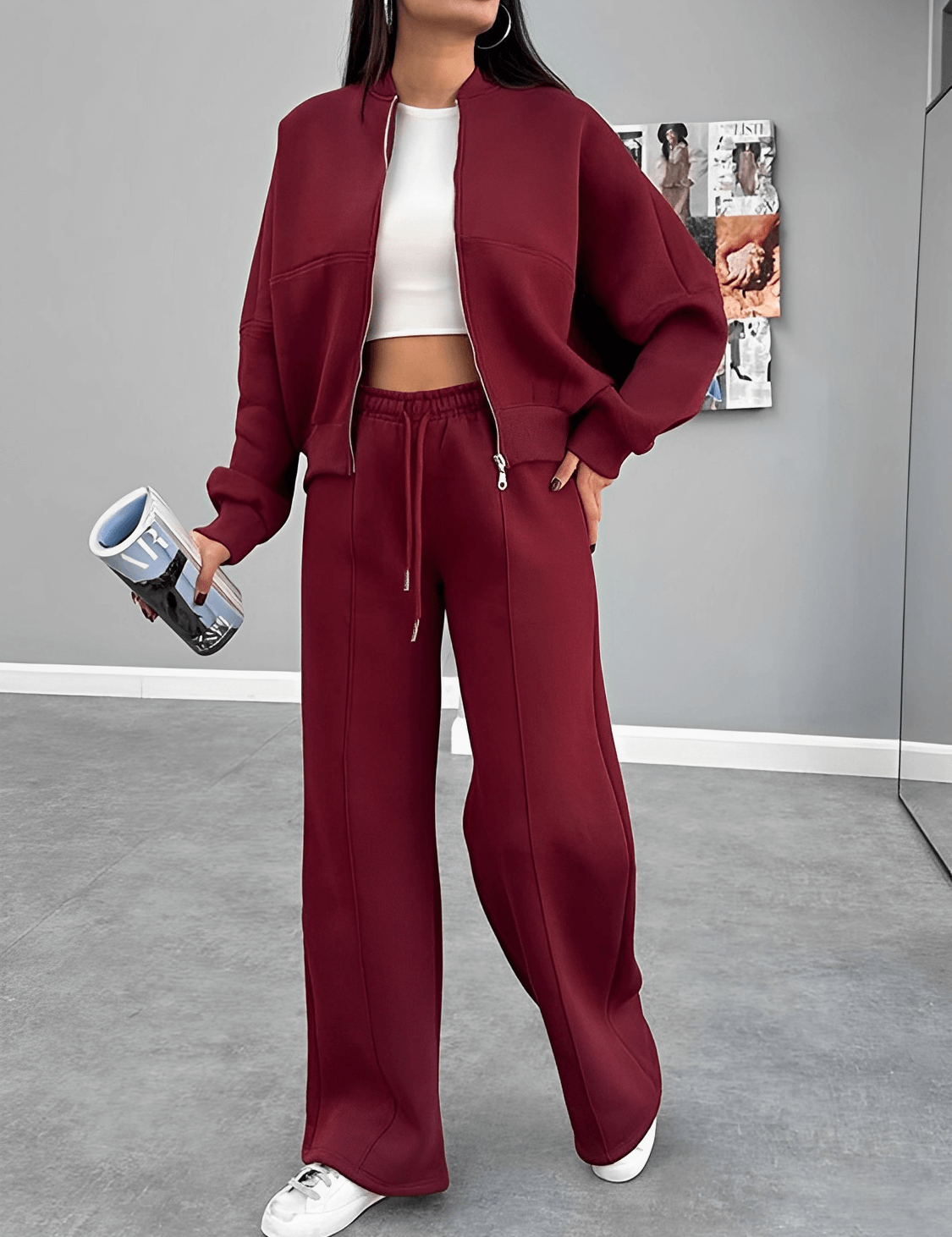 Conjunto Bruna Estilo Aerolook com Jaqueta e Calça Reta