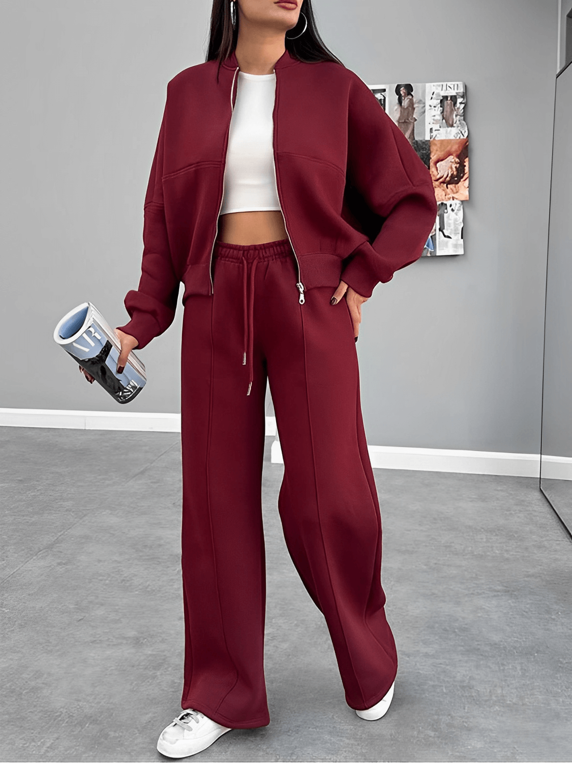 Conjunto Bruna Estilo Aerolook com Jaqueta e Calça Reta