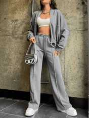 Conjunto Bruna Estilo Aerolook com Jaqueta e Calça Reta