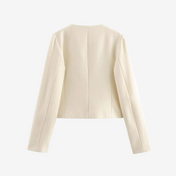 Casaco Michele Texturizado com Bolsos e Botões Dourados