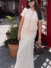 Conjunto Tweed Feminino Saia Longa Plissada Suiany