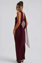 Vestido Longo com Lenço e Fenda Lateral Brenda