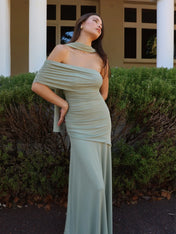 Vestido Aura Longo em Tule Drapeado Multiformas