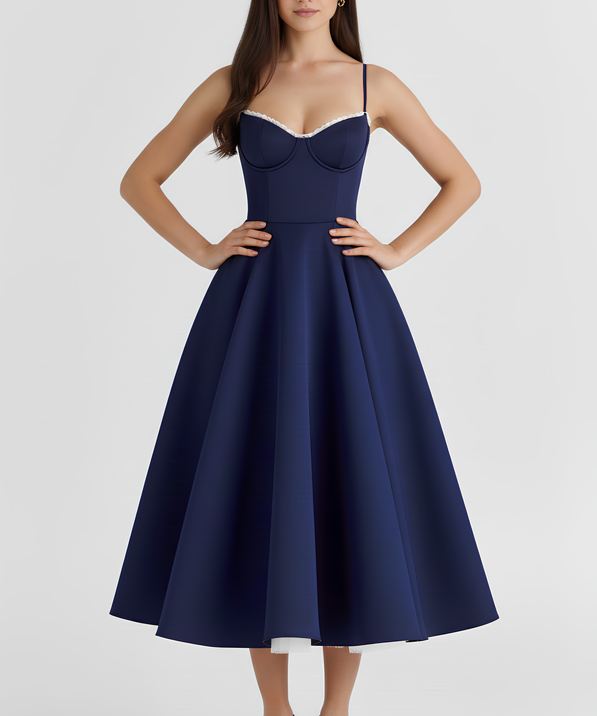 Vestido Midi Corset com Tule Interno Chloe