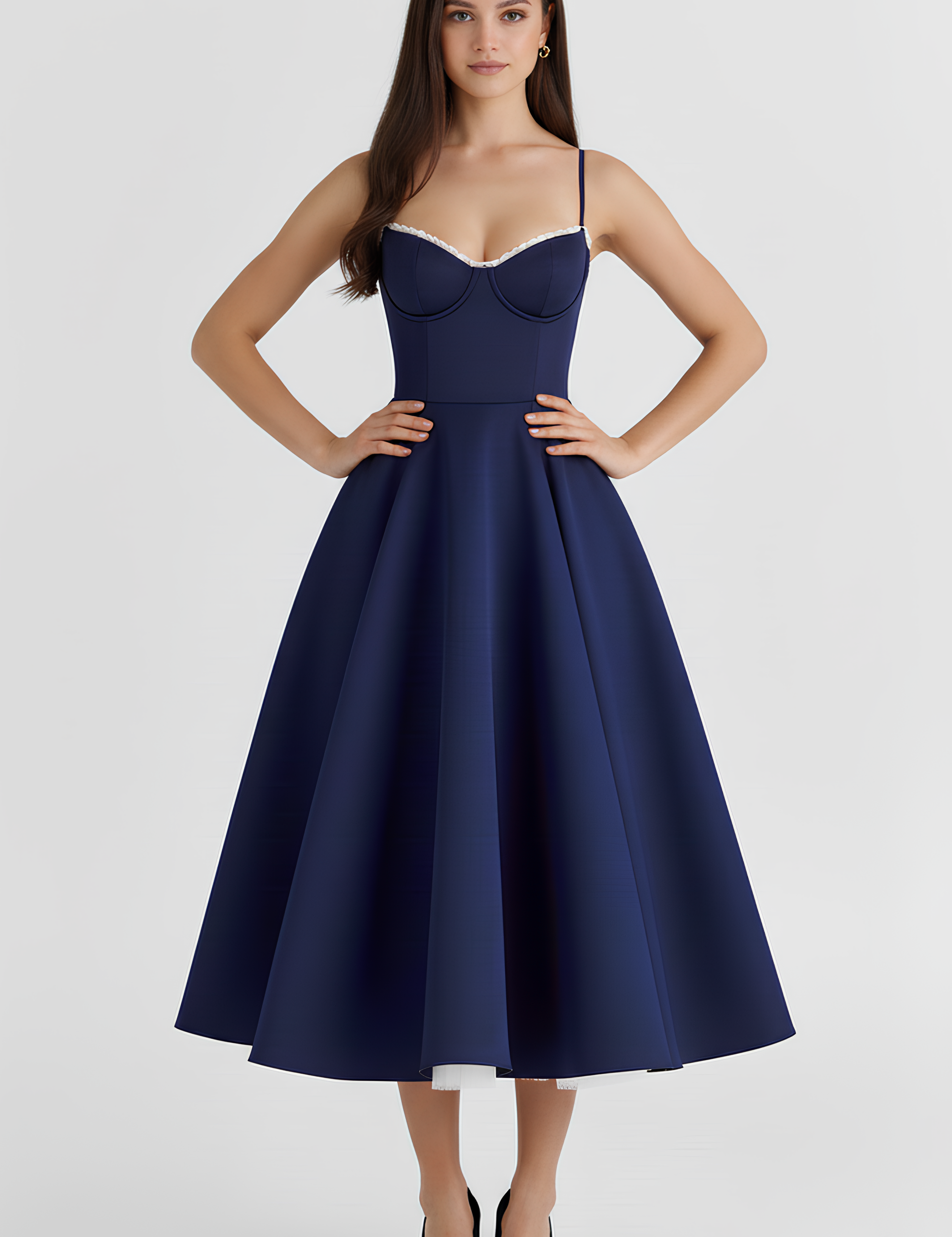 Vestido Midi Corset com Tule Interno Chloe