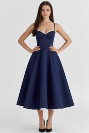 Vestido Midi Corset com Tule Interno Chloe