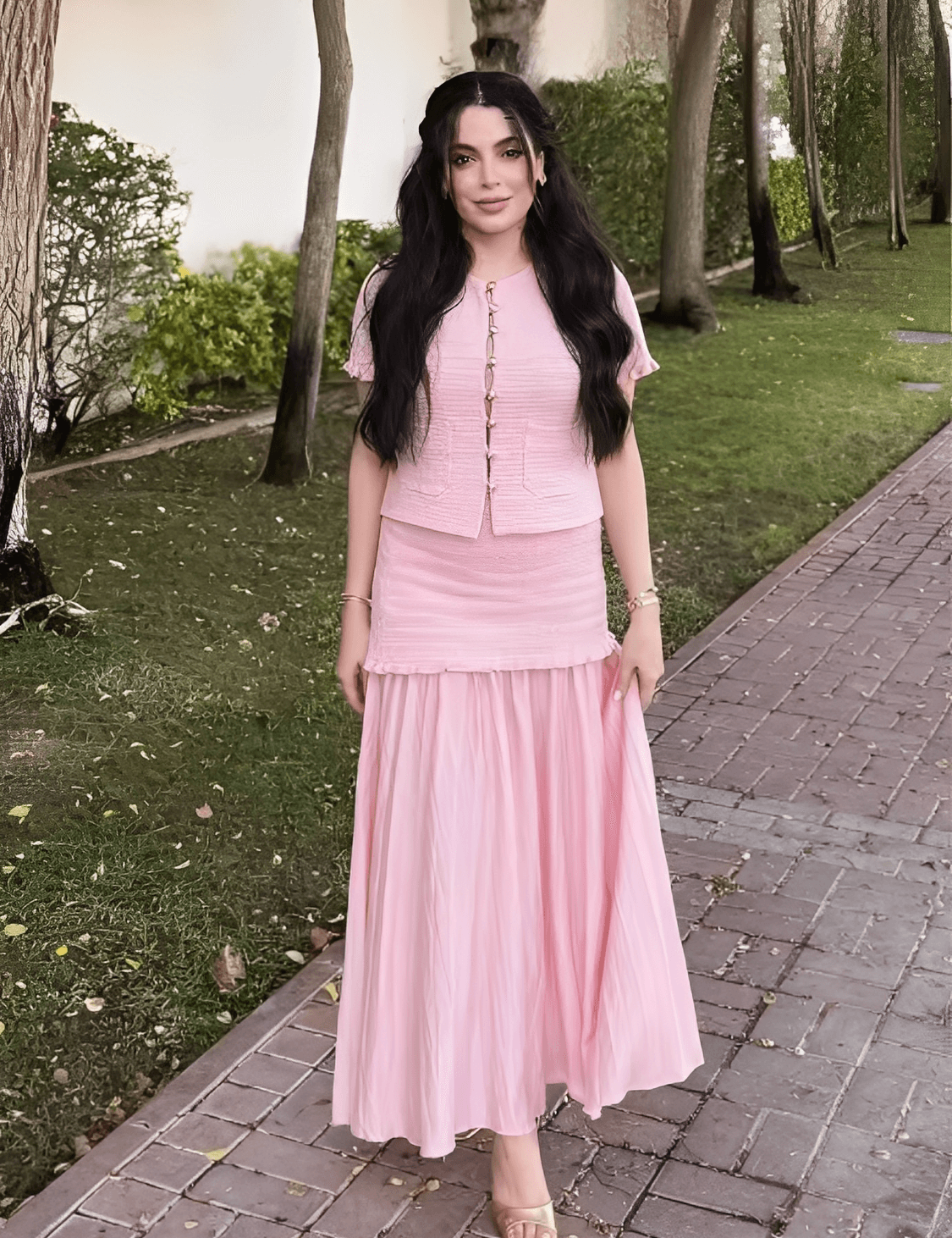 Conjunto Tweed Feminino Saia Longa Plissada Suiany