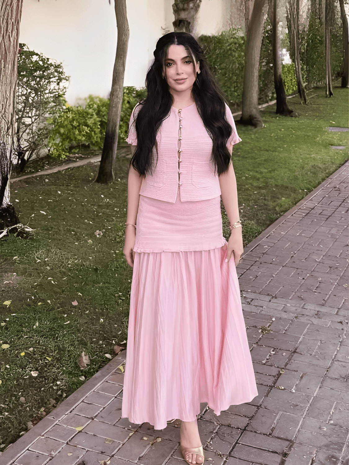 Conjunto Tweed Feminino Saia Longa Plissada Suiany