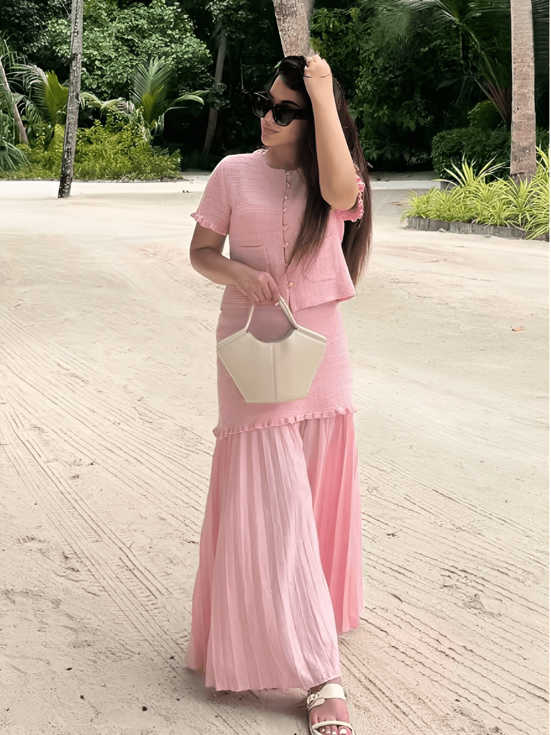 Conjunto Tweed Feminino Saia Longa Plissada Suiany