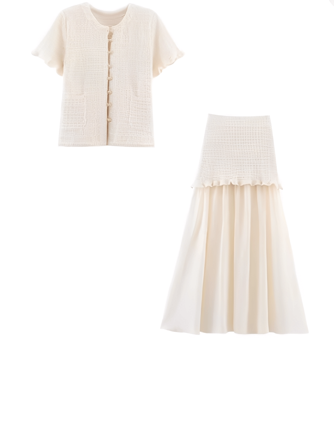 Conjunto Tweed Feminino Saia Longa Plissada Suiany