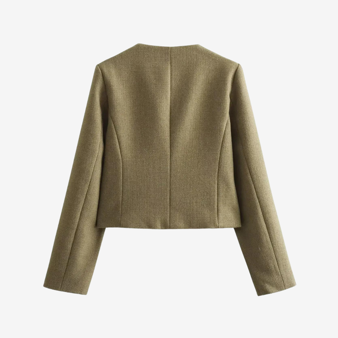 Casaco Michele Texturizado com Bolsos e Botões Dourados