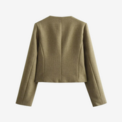 Casaco Michele Texturizado com Bolsos e Botões Dourados