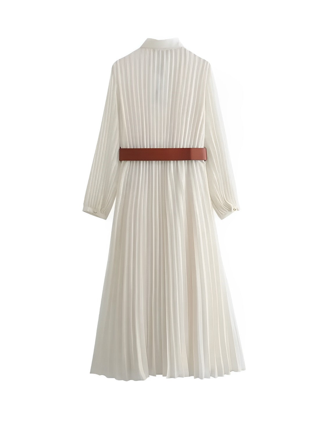 Vestido Chemise Midi Plissado Fleur