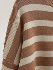 Conjunto Tricô Listrado Gola Alta e Calça Tarcila