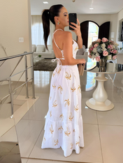 Vestido Longo Estampado Tropical Kaia