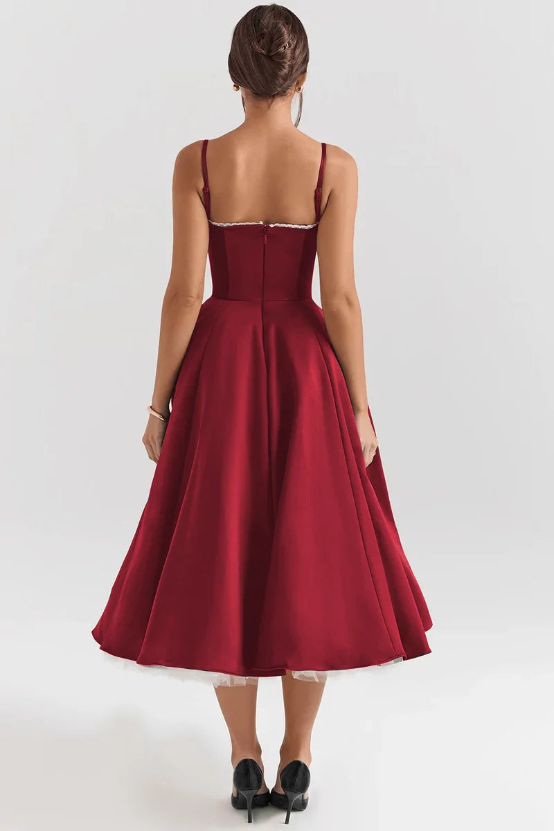 Vestido Midi Corset com Tule Interno Chloe