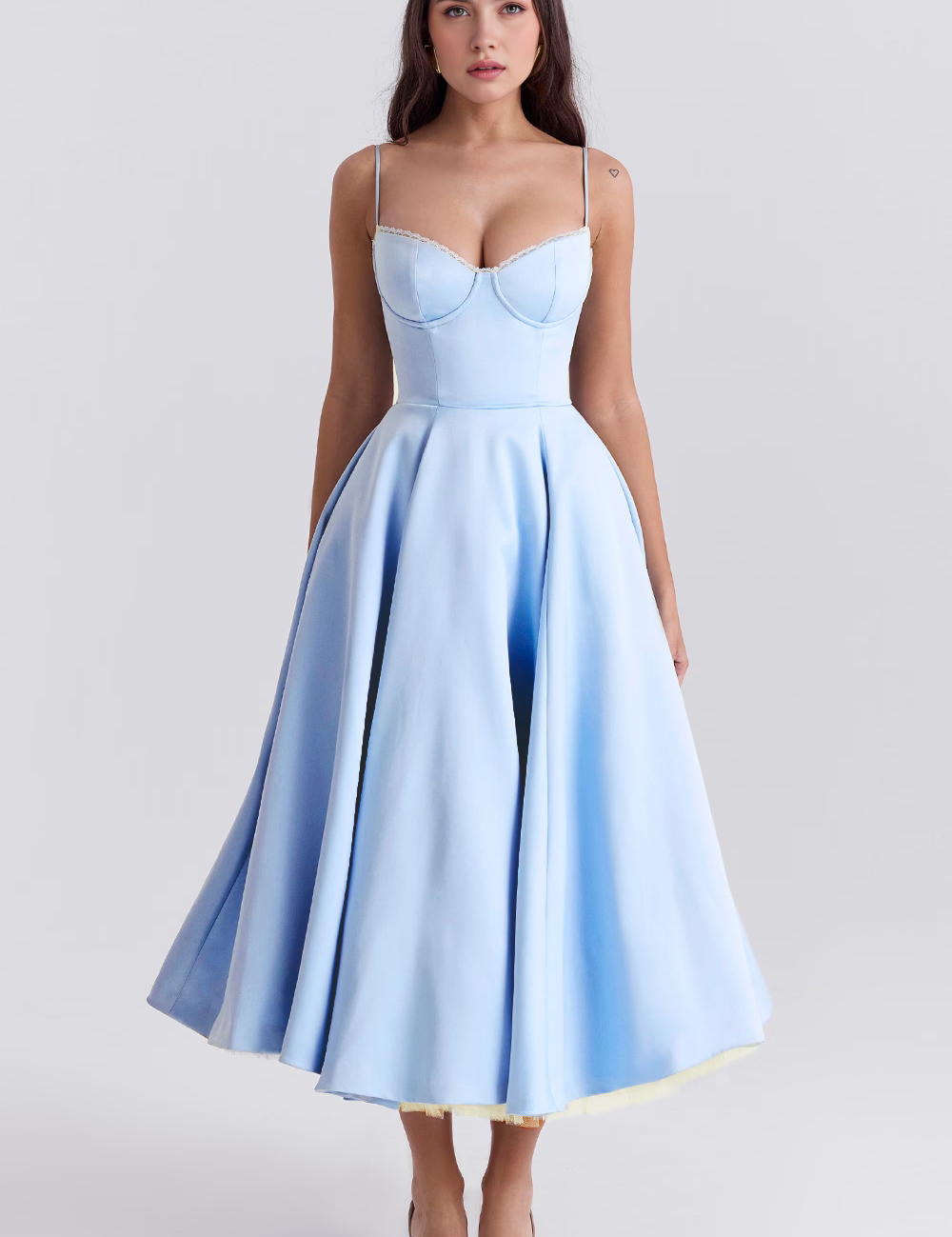 Vestido Midi Corset com Tule Interno Chloe