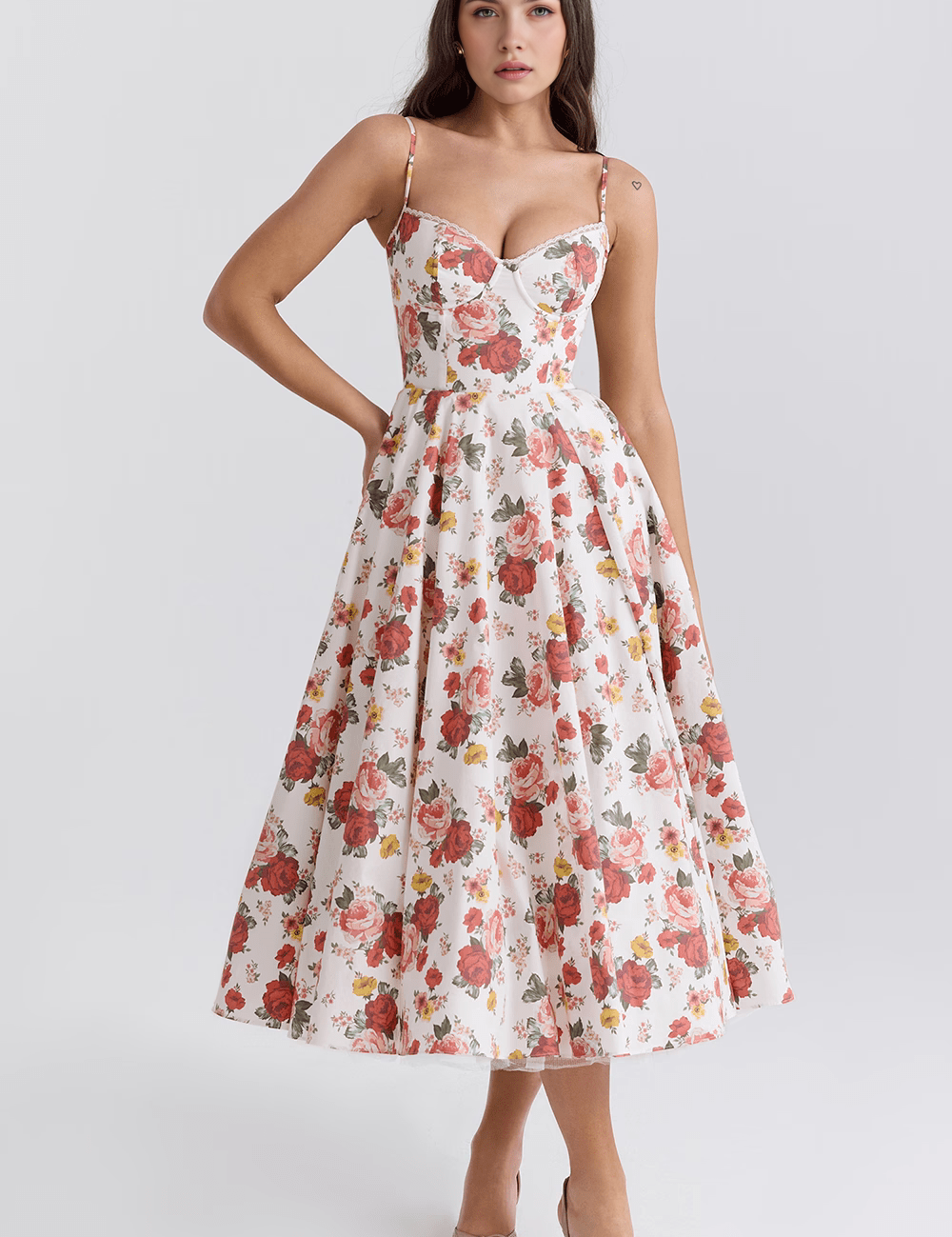 Vestido Midi Corset com Tule Interno Chloe