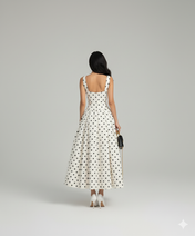 Vestido Solana em Poá com Decote Quadrado e Saia Evasê