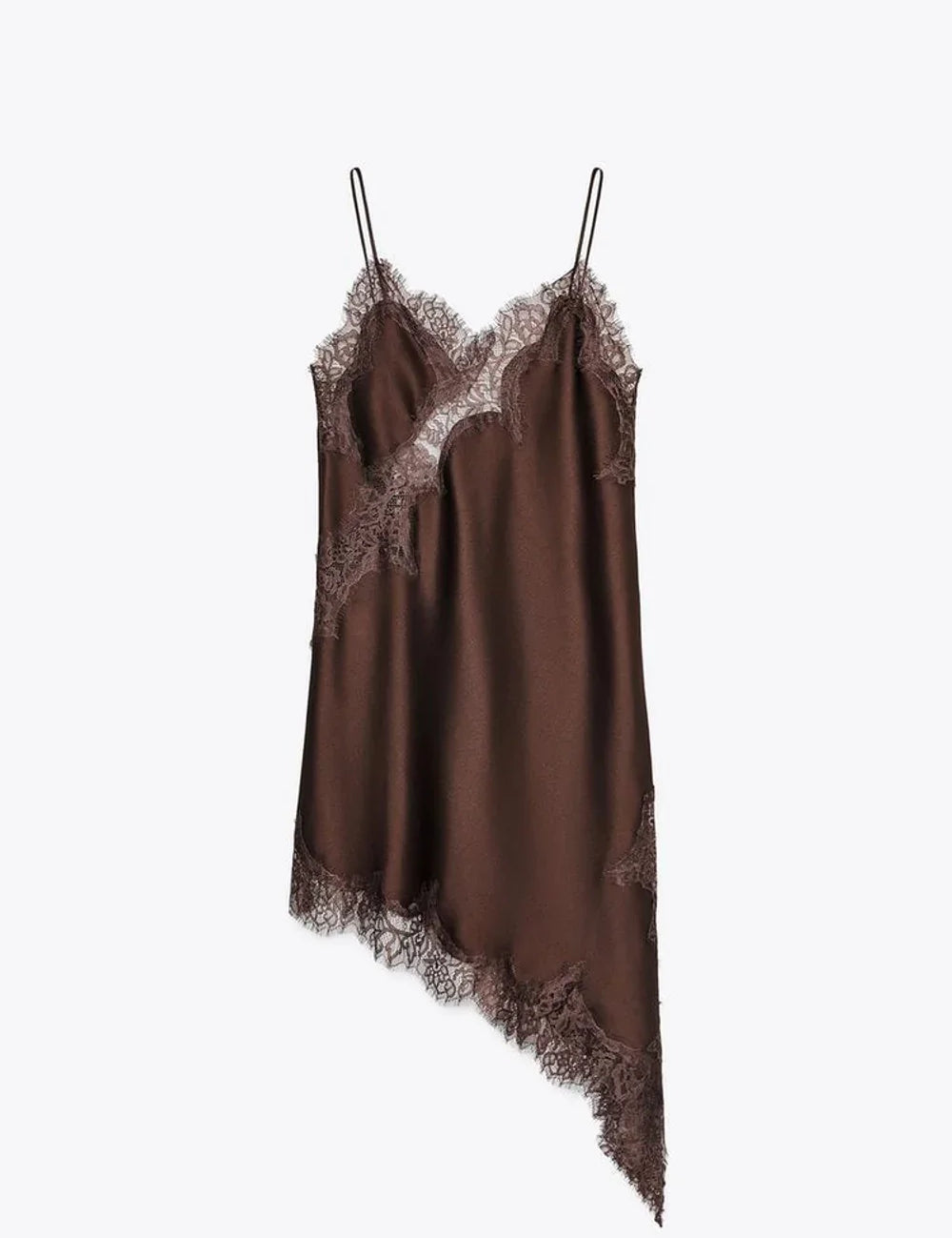 Vestido Curto de Cetim com Renda Pamella