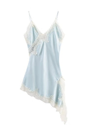 Vestido Curto de Cetim com Renda Pamella